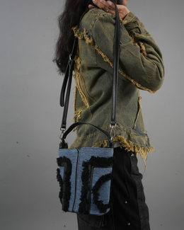 Fray Edge Dual-Tone Shoulder Bag