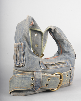 Vintage Buckle Denim Shoulder Bag