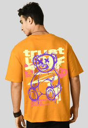 Trust Bear Printed Mustard Oversized T-shirt By Offmint
