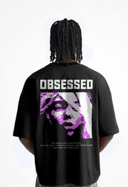 Obsessed  Printed Black Oversized T-shirt By Offmint