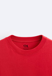 Black Rose Printed Red Oversized T-Shirt By Offmint