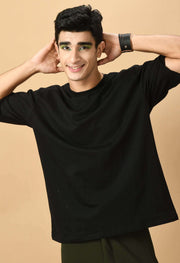 Black color plain oversized t-shirt