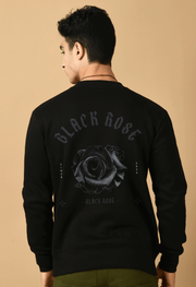 Black rose printed black color sweatshirt by offmint