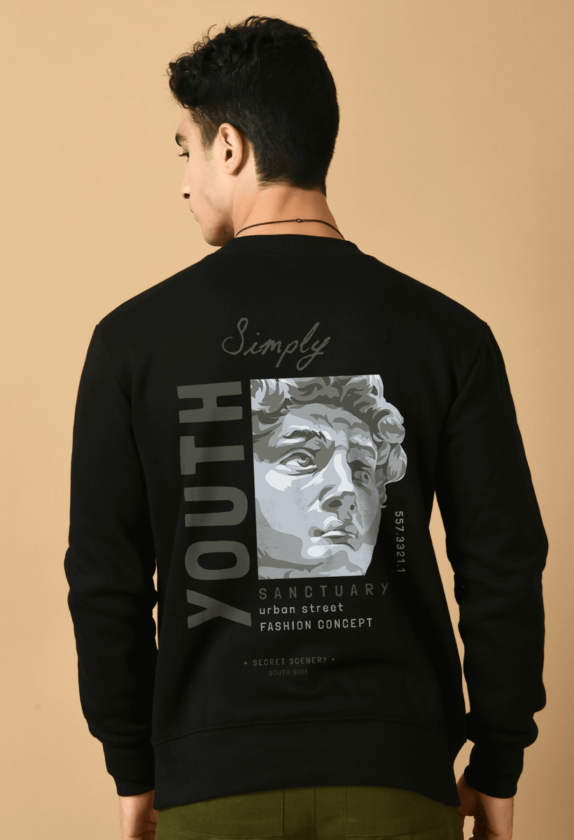 Youth Printed Black Sweatshirt By Offmint