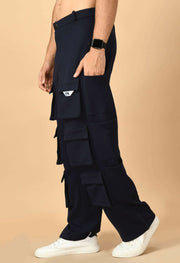 Blue men's 12 pocket cargo