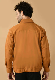 Brown plain color bomber jacket