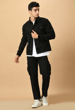 Black Co-Ord Overshirt and Zip Set By Offmint - Versatile Casual Elegance