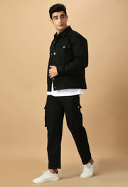 Black Co-Ord Overshirt and Zip Set By Offmint - Versatile Casual Elegance