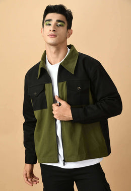 Black And Olive Color Overshirt By Offmint