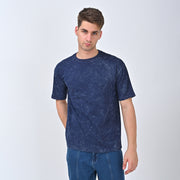 Deep Navy Acid-Wash Oversized T-Shirt