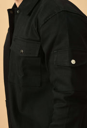 Co-Ord Black Overshirt and Button Set by Offmint - Versatile Casual Elegance