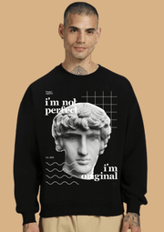 I am not perfect printed black color sweatshirt by offmint