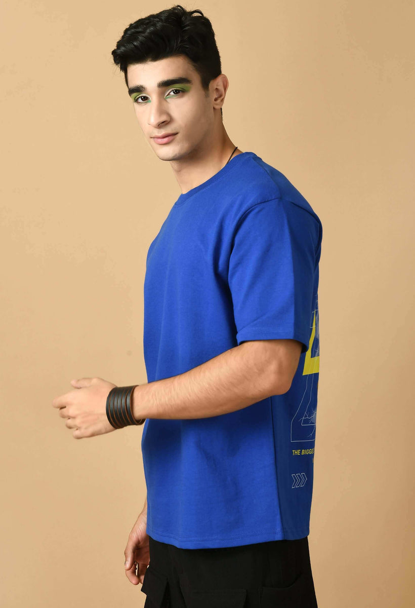 Zeus Printed Blue Oversized T-shirt By Offmint