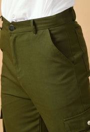 Six pocket men's olive green color cargo