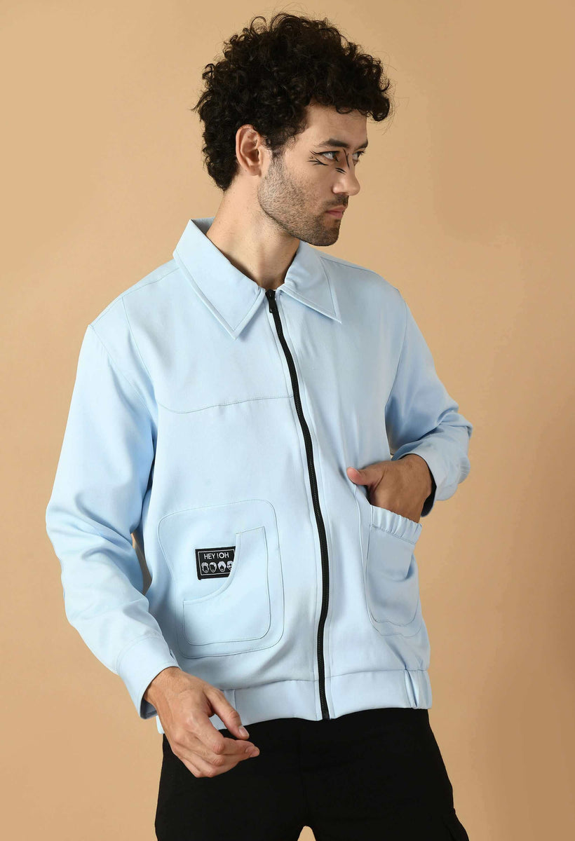 Sky blue jacket men best sale