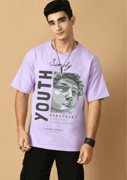 Youth printed lavender oversized t-shirt by offmint