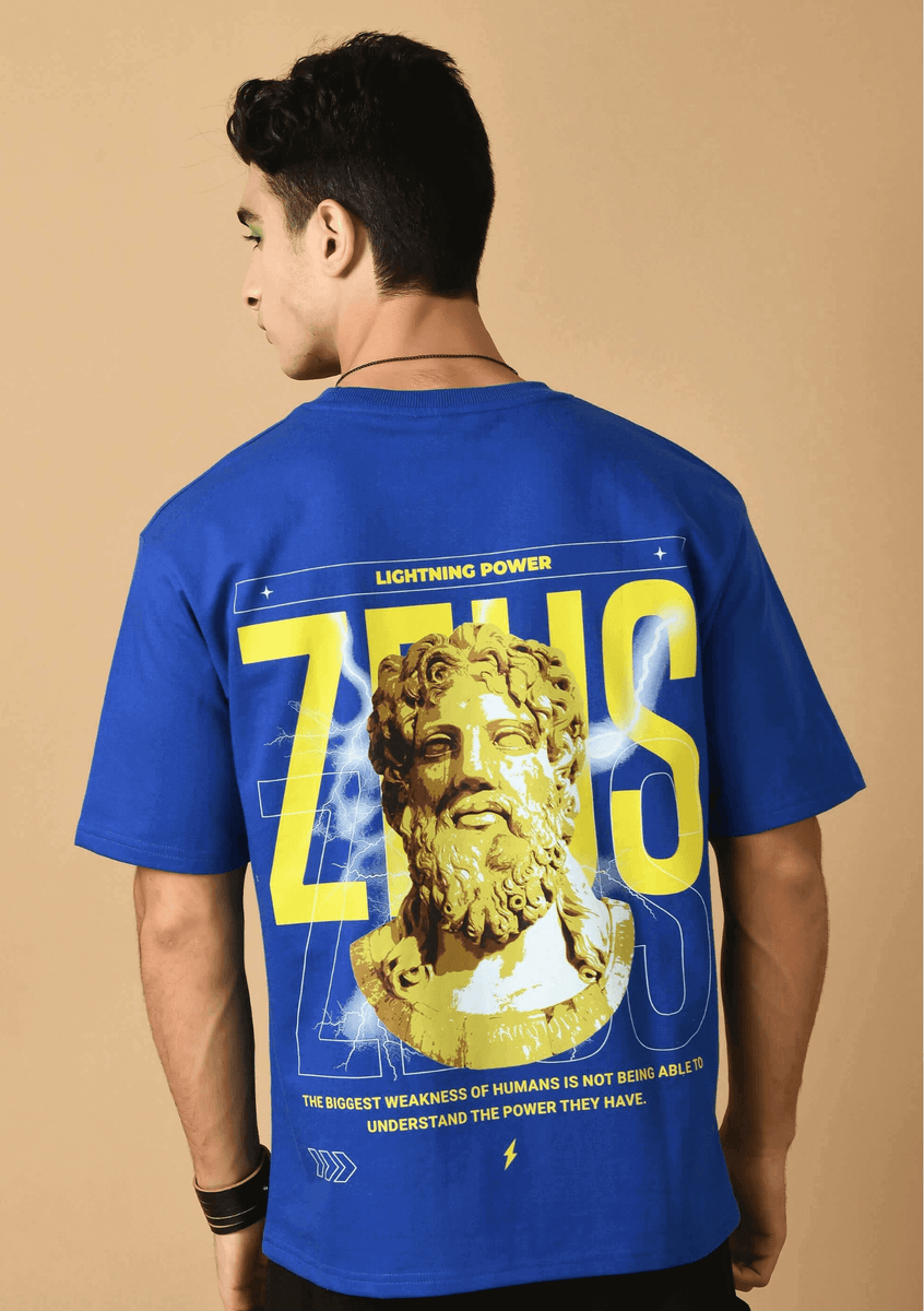 Zeus Printed Blue Oversized T-shirt By Offmint