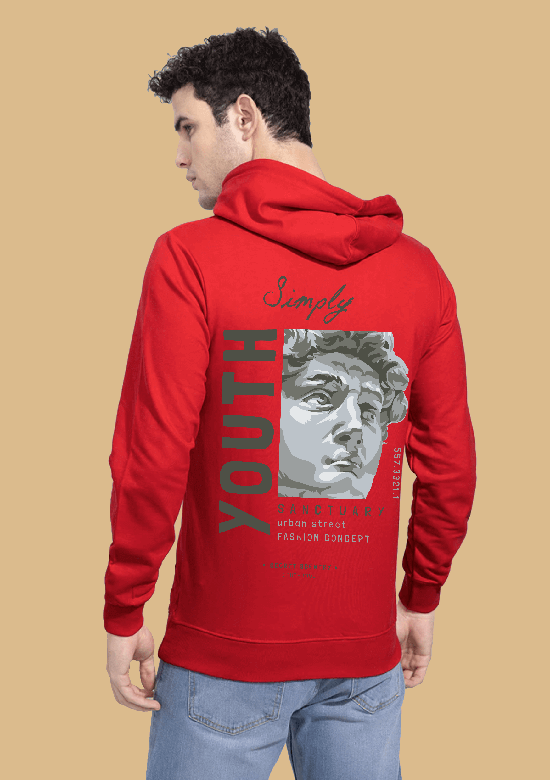 Red youth store hoodie