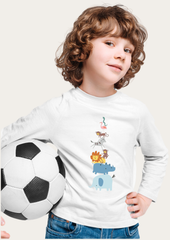 Animals Printed White Full Sleeves Kids T-shirt By Offmint