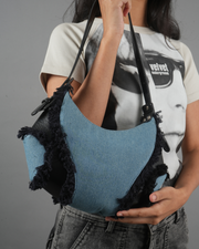 Frayed Denim Shoulder Bag
