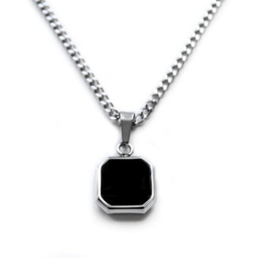Black Square Pendant For Men By Offmint