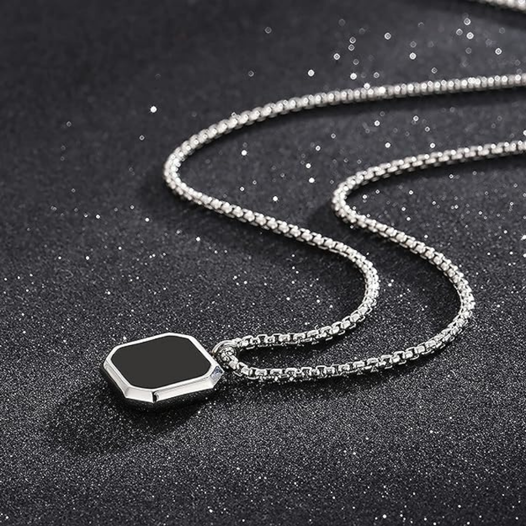 Black Square Pendant For Men By Offmint
