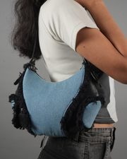 Frayed Denim Shoulder Bag