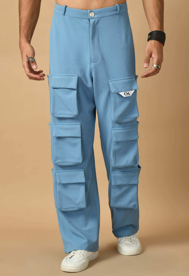 12 Pocket Men's Cargo Sky Blue By Offmint