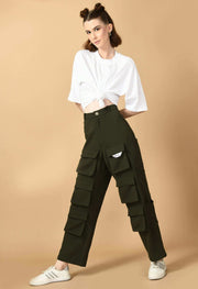 12 Pocket Women's Valentino Cargo Olive Green By Offmint