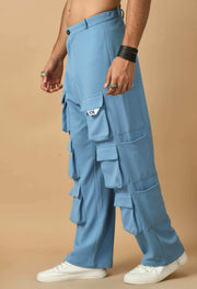 12 Pocket men's cargo sky blue
