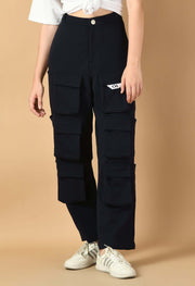 12 pocket black color women's cargo by offmint