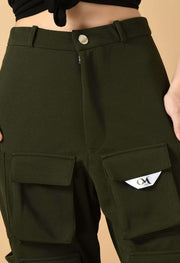 12 pocket olive green color women's cargo by offmint