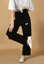 12 pocket women's cargo black color