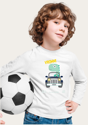 Vromm Printed White Full Sleeves KIds T-shirt By Offmint