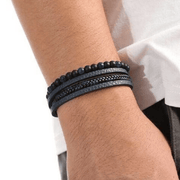 Multilayer Leather Bracelet with Natural Sodalite And Lava   Beads For Men By Offmint