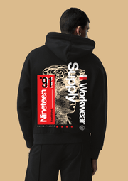 Nineteen 91 Printed Black Hoodie By Offmint