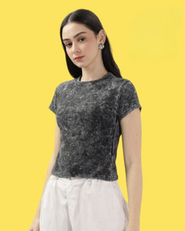 Charcoal Acid-Wash Fitted Tee