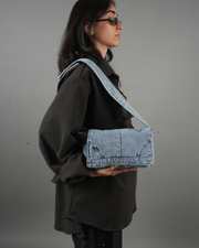 Denim Panel Shoulder Bag