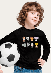Hello Friends Printed Black Full Sleeves Kids T-shirt By Offmint