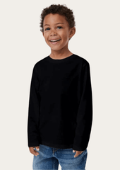 Black Full Sleeves Kids T-shirt By Offmint