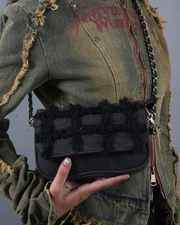 Midnight Grid Textured Shoulder Bag