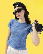 Charcoal Acid-Wash Fitted Tee