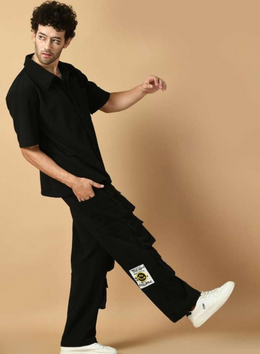 12 Pocket Black Shirt Co-ord Set By Offmint