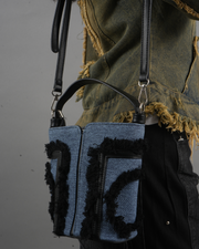 Fray Edge Dual-Tone Shoulder Bag