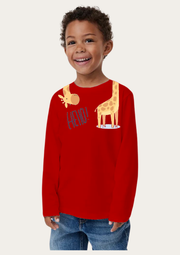 Hello Printed Red Full Sleeves Kids T-shirt By Offmint
