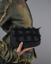 Midnight Grid Textured Shoulder Bag