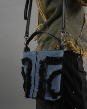 Fray Edge Dual-Tone Shoulder Bag