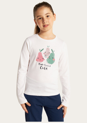 Pear Fectly Cute Printed White Full Sleeves Kids T-shirt By Offmint