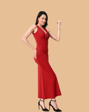 Scarlet Bloom Evening Gown