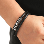 Leather Bracelet with Metal Accent For Men By Offmint
